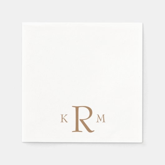Eenvoudige grote goudmonogram Cocktail Napkins Servet (Voorkant)