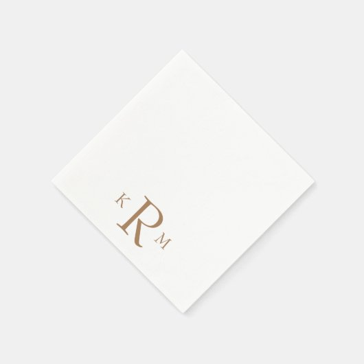 Eenvoudige grote goudmonogram Cocktail Napkins Servet (Hoek)