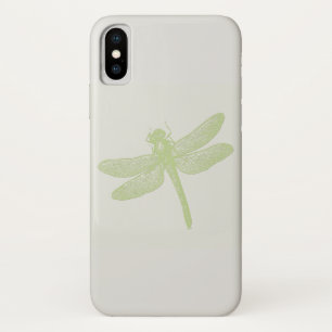 Eenvoudige Grote Groene Gestamde Dragonfly iPhone X Hoesje