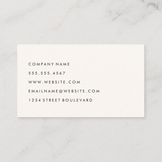 Eenvoudige, grote, klassieke tekst | Vaste kleur Visitekaartje (Achterkant)