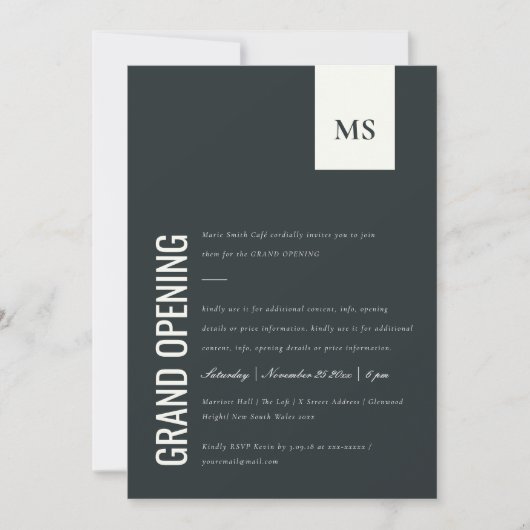 Eenvoudige Grote opening van het Bedrijfs Monogram Bedankkaart (Voorkant)