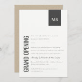 Eenvoudige Grote opening van het Bedrijfs Monogram Bedankkaart (Voorkant / Achterkant)