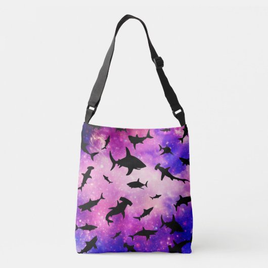 Eenvoudige haai vis kaken walvis oceaan galaxy pat crossbody tas (Achterkant)