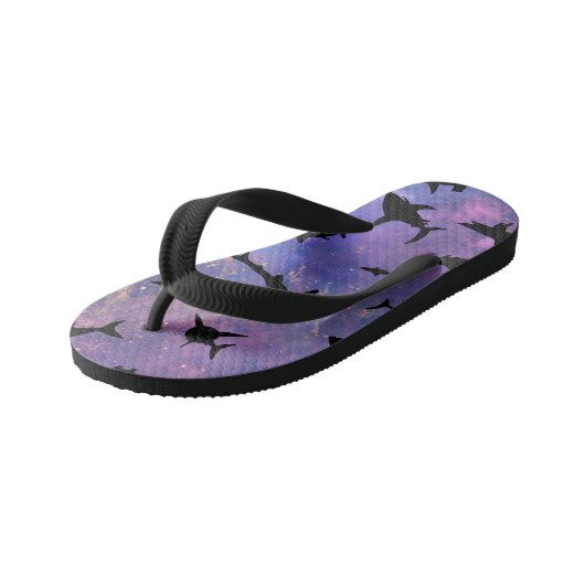 Eenvoudige haai vis kaken walvis oceaan galaxy pat kinder teenslippers (Schuin)