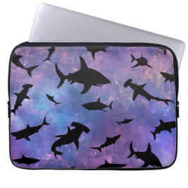 Eenvoudige haai vis kaken walvis oceaan galaxy pat laptop sleeve