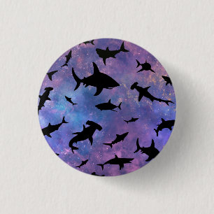 Eenvoudige haai vis kaken walvis oceaan galaxy pat ronde button 3,2 cm
