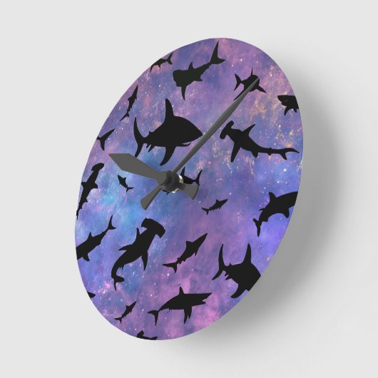 Eenvoudige haai vis kaken walvis oceaan galaxy pat ronde klok (Hoek)