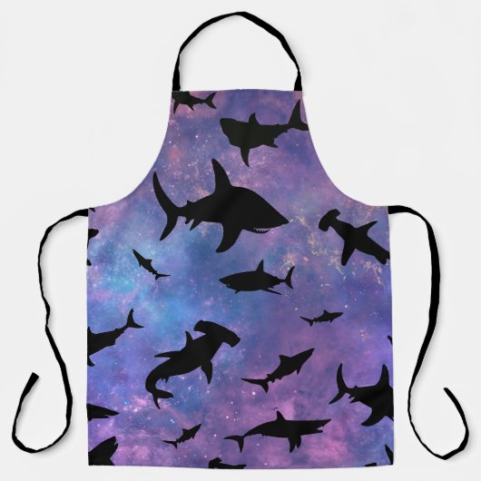 Eenvoudige haai vis kaken walvis oceaan galaxy pat schort (Voorkant)