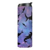 Eenvoudige haai vis kaken walvis oceaan galaxy pat thermosbeker (Gedraaid links)