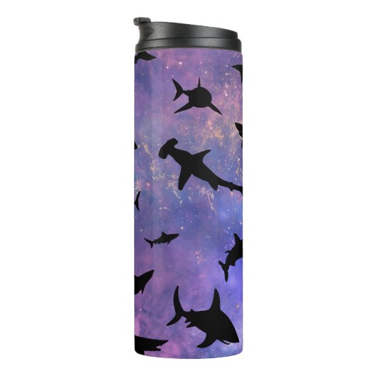 Eenvoudige haai vis kaken walvis oceaan galaxy pat thermosbeker (Geroteerd rechts)
