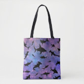 Eenvoudige haai vis kaken walvis oceaan galaxy pat tote bag (Voorkant)