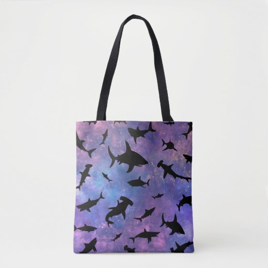 Eenvoudige haai vis kaken walvis oceaan galaxy pat tote bag (Voorkant)