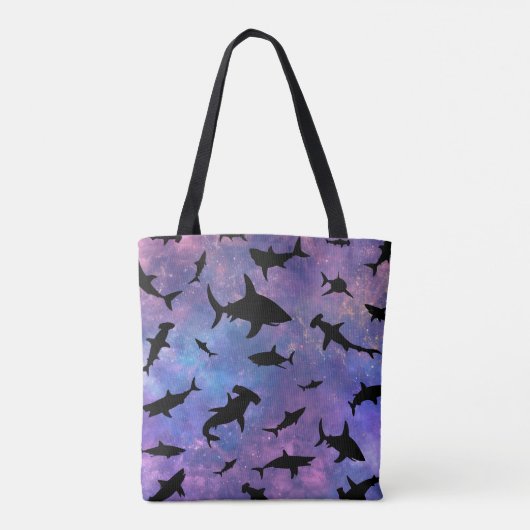 Eenvoudige haai vis kaken walvis oceaan galaxy pat tote bag (Achterkant)