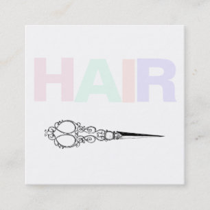 *~* Eenvoudige HAARPASTELS Minimale Antiek Schaar Vierkante Visitekaartje