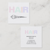 *~* Eenvoudige HAARPASTELS Minimale Antiek Schaar Vierkante Visitekaartje (Voorkant / Achterkant)