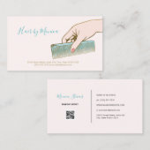 Eenvoudige haarstijllijst met haarbol in hand visitekaartje (Voorkant / Achterkant)