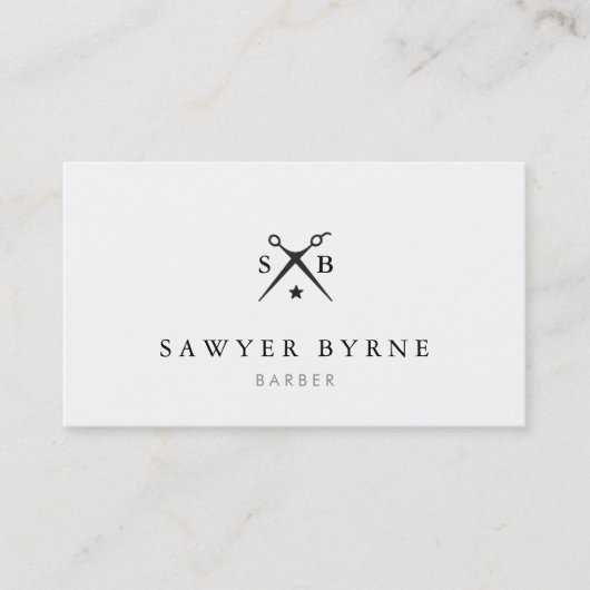 Eenvoudige Haarstylist Barber Schaar Logo Wit Visitekaartje (Voorkant)