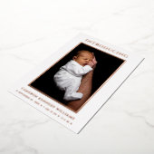 Eenvoudige Hallo Baby Cute Custom Photo Newborn Bi Folie Uitnodiging (Gedraaid)