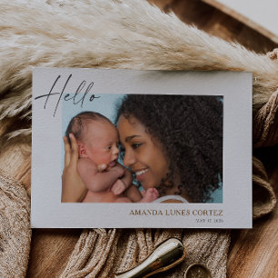 Eenvoudige Hallo Baby Foto Aankondigingskaart Kaart