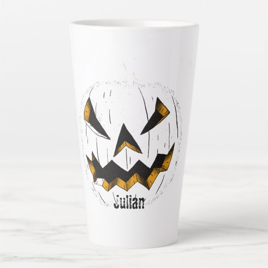 Eenvoudige Halloween jack-o-lantaarn pompoen gezic Latte Mok (Voorkant)