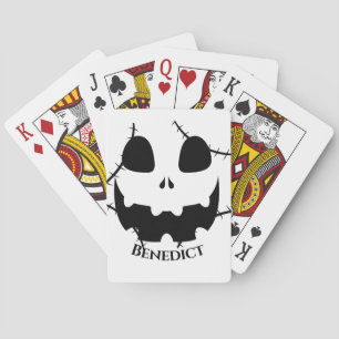 Eenvoudige Halloween jack-o-lantaarn pompoen gezic Pokerkaarten