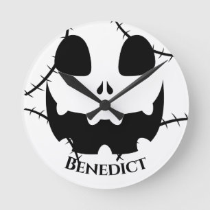Eenvoudige Halloween jack-o-lantaarn pompoen gezic Ronde Klok