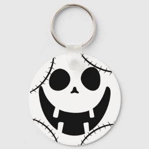 Eenvoudige Halloween jack-o-lantaarn pompoen gezic Sleutelhanger