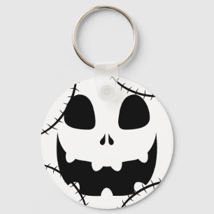 Eenvoudige Halloween jack-o-lantaarn pompoen gezic Sleutelhanger