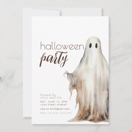 Eenvoudige Halloween Party Invite met Ghost Kaart (Voorkant)