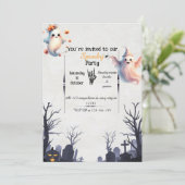 Eenvoudige Halloween Party Uitnodiging - Vriendeli (Staand voorkant)