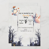 Eenvoudige Halloween Party Uitnodiging - Vriendeli (Voorkant / Achterkant)