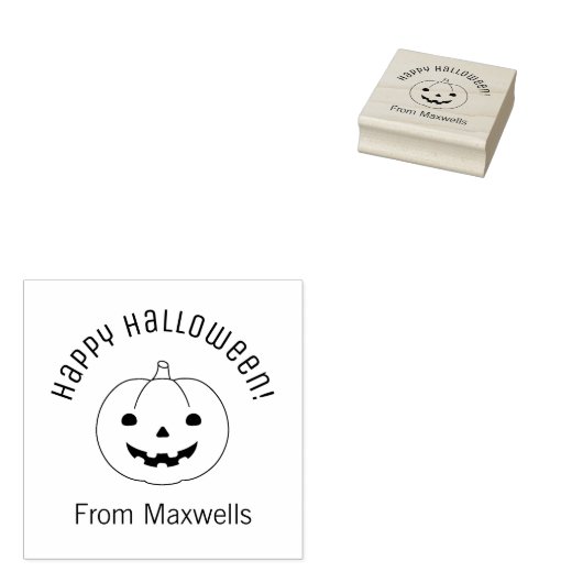 Eenvoudige Halloween pompoen boog bericht Rubberstempel (Gestempeld)