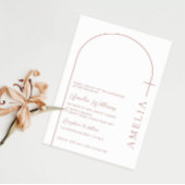 Eenvoudige halve boog cross roos doopsel kaart