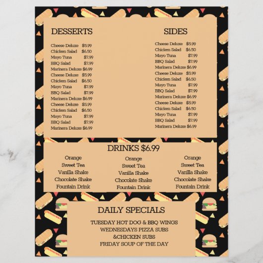 Eenvoudige hamburger menu BBQ-grillrestaurant (Achterkant)