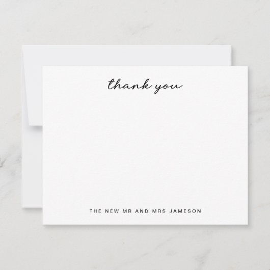 Eenvoudige Hand Geletterde bruiloft Dank u Notitiekaartje (Voorkant)