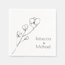 Eenvoudige hand- getekende bloemige geschetste huw servet
