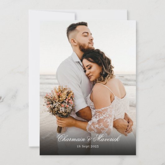 Eenvoudige hand getrokken bloem foto QR code bruil Kaart (Achterkant)