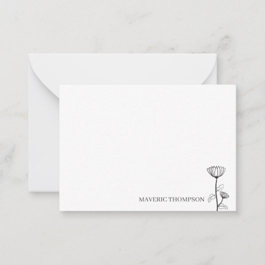 Eenvoudige hand getrokken bloem notitiekaartje (Voorkant)