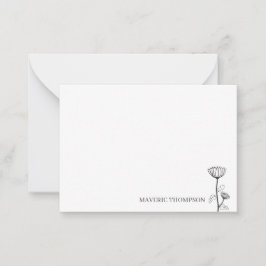 Eenvoudige hand getrokken bloem notitiekaartje