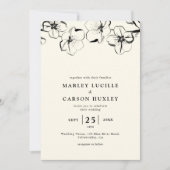 Eenvoudige Hand Getrokken Bloemen Ivoor Huwelijk Kaart (Voorkant)