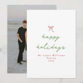 Eenvoudige Hand Getrokken Boog Rood & Groen Kerstf Feestdagenkaart (Voorkant / Achterkant)