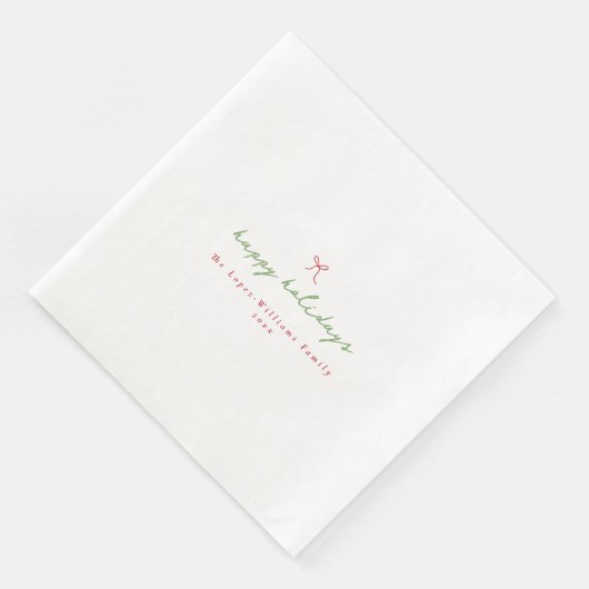 Eenvoudige Hand Getrokken Boog Rood & Groen Kerstm Servet (Hoek)