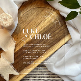 Eenvoudige hand getrokken botanische unieke boog b acryl uitnodigingen