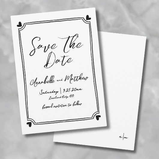 Eenvoudige hand getrokken bruiloft Opslaan van de  Save The Date