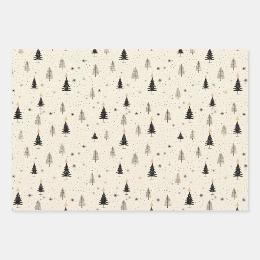 Eenvoudige hand getrokken crème dennenboom inpakpapier vel (Voorkant 2)