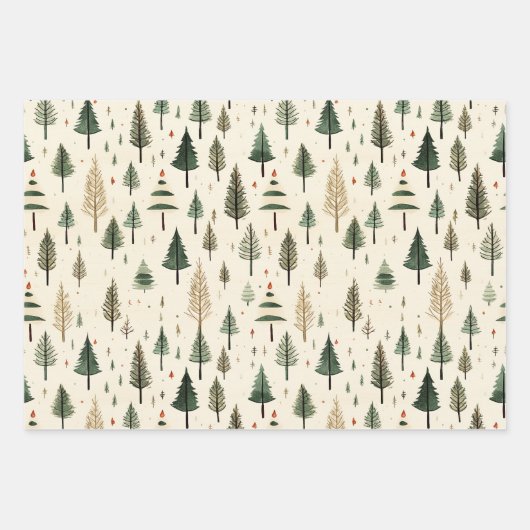 Eenvoudige hand getrokken crème dennenboom inpakpapier vel (Voorkant 3)