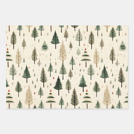 Eenvoudige hand getrokken crème dennenboom inpakpapier vel (Voorkant 2)