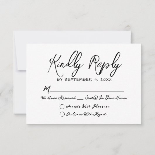 Eenvoudige hand getrokken eigenzinnige grillige br RSVP kaartje (Voorkant)