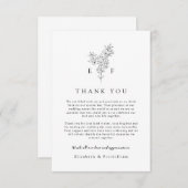 Eenvoudige Hand Getrokken Elegante Kersenbloesem H Bedankkaart (Voorkant / Achterkant)