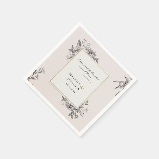  Eenvoudige Hand getrokken Floral Christelijke Bru Servet (Hoek)